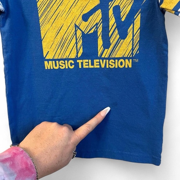 MTV Kids Tee in Blue with Yellow Accents - Picture 2 of 4